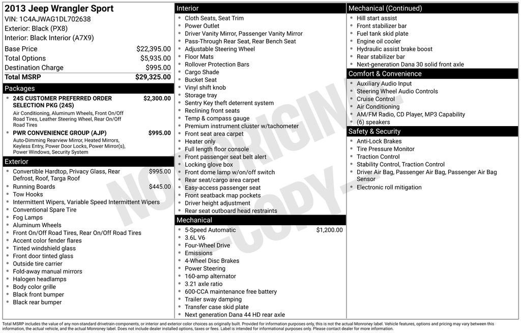 2013 Jeep Wrangler Sport