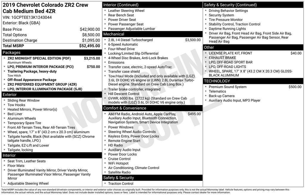 2019 Chevrolet Colorado 4WD ZR2