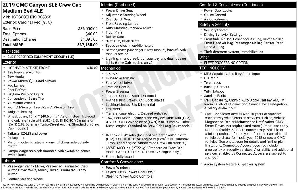 2019 GMC Canyon 4WD SLE