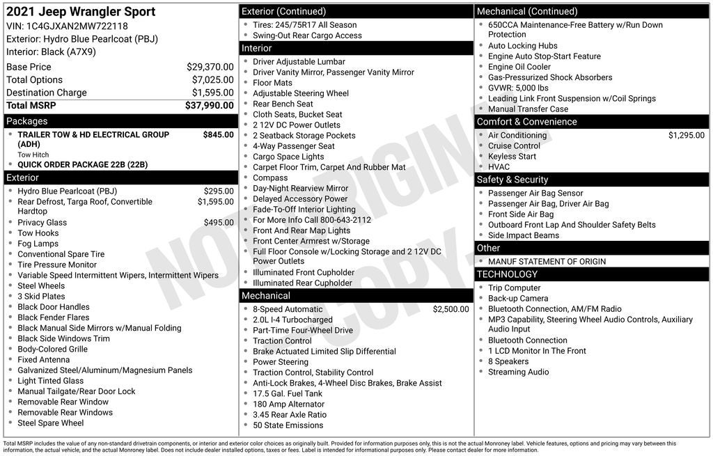 2021 Jeep Wrangler Sport