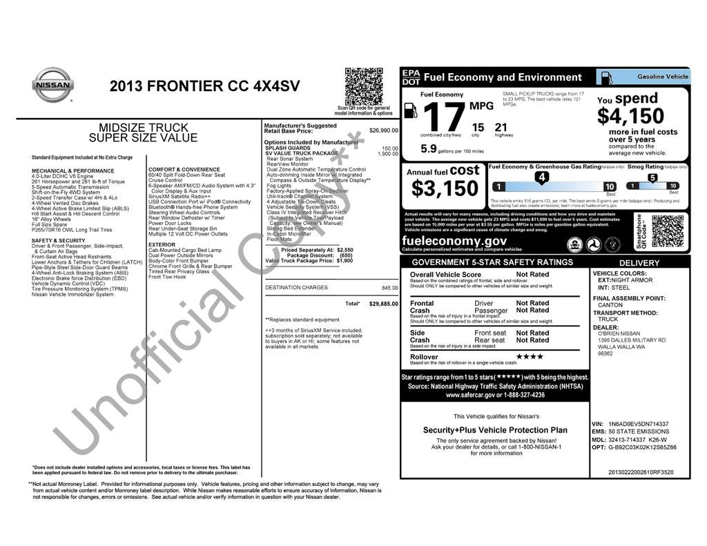 2013 Nissan Frontier SV