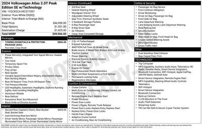2024 Volkswagen Atlas 2.0T Peak Edition SE w/Technology