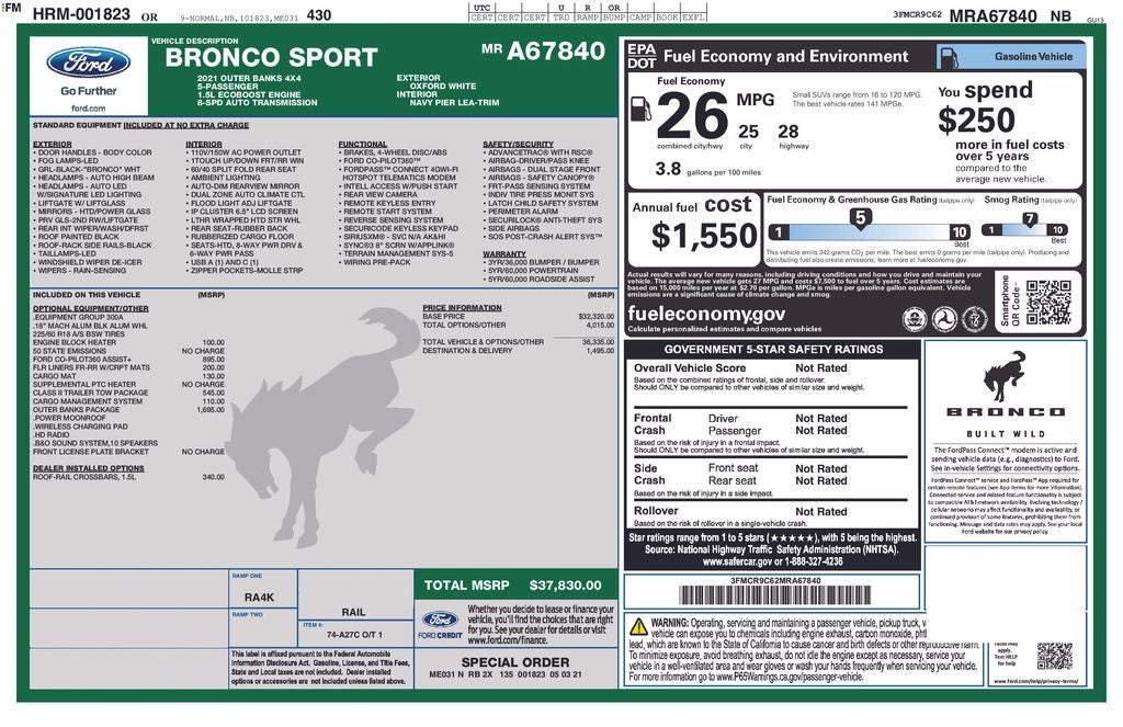 2021 Ford Bronco Sport Outer Banks