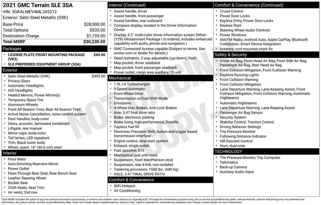 2021 GMC Terrain SLE