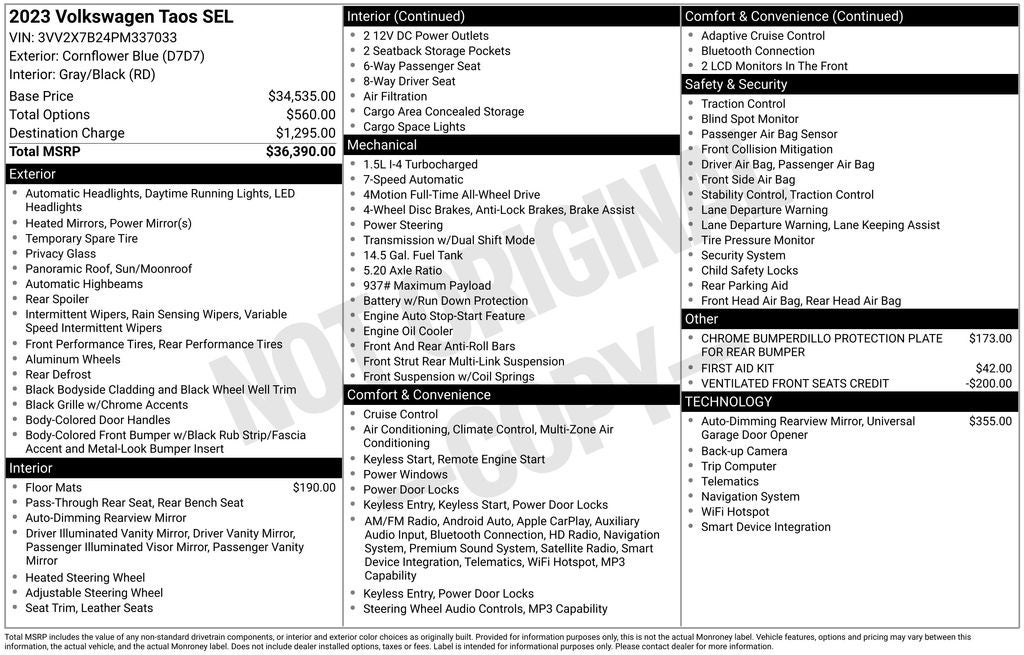 2023 Volkswagen Taos 1.5T SEL