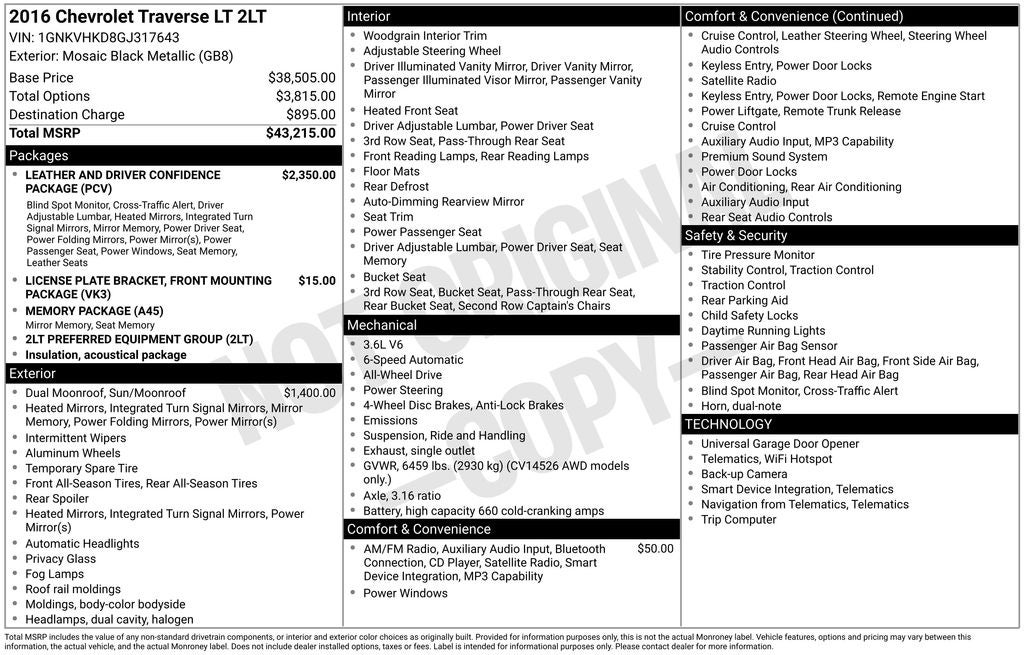 2016 Chevrolet Traverse 2LT 2LT