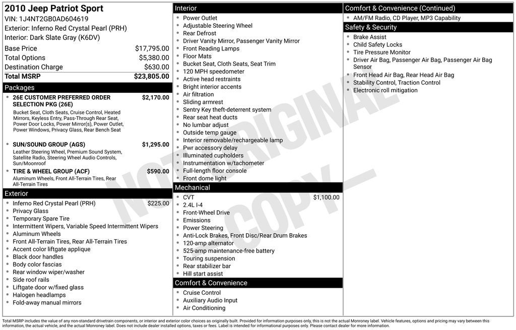 2010 Jeep Patriot Sport