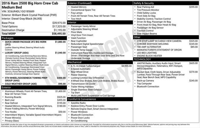 2016 RAM 2500 Big Horn
