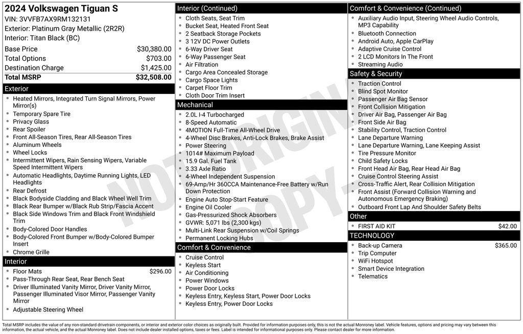 2024 Volkswagen Tiguan 2.0T S