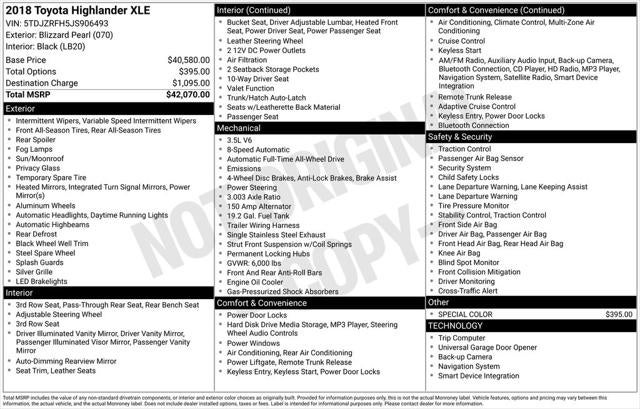2018 Toyota Highlander XLE