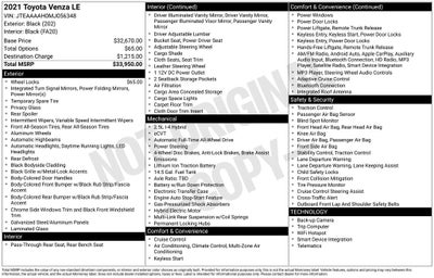 2021 Toyota Venza LE