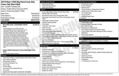 2019 RAM 1500 Big Horn/Lone Star Crew Cab 4x4 5'7' Box