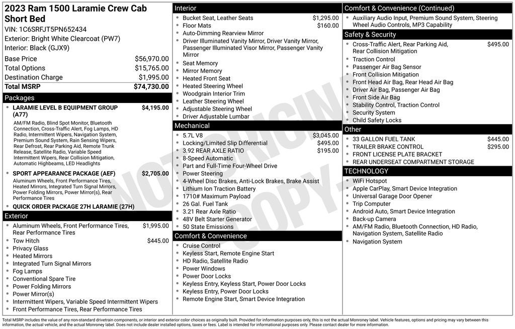 2023 RAM 1500 Laramie Crew Cab 4x4 5'7' Box