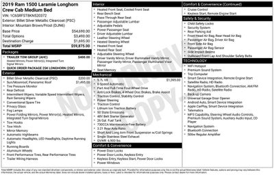2019 RAM 1500 Longhorn Crew Cab 4x4 6'4' Box