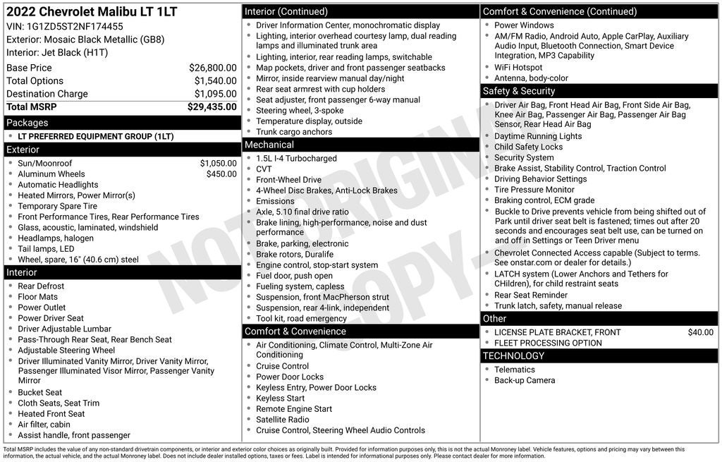 2022 Chevrolet Malibu FWD LT