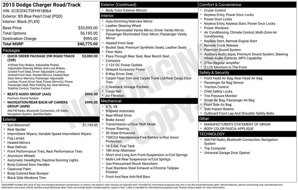 2015 Dodge Charger Road/Track