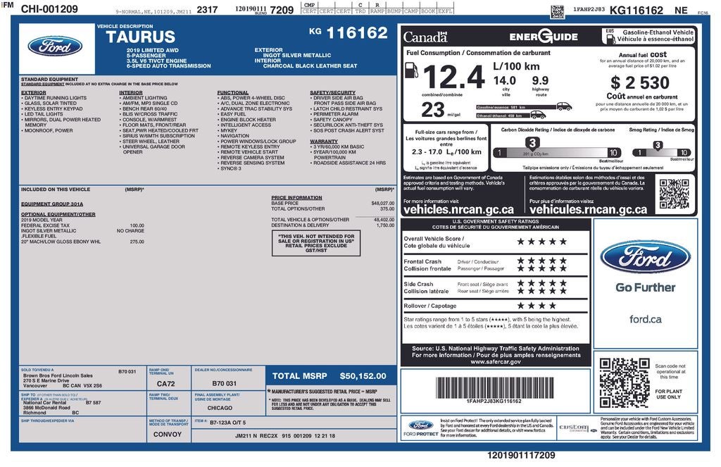 2019 Ford Taurus Limited