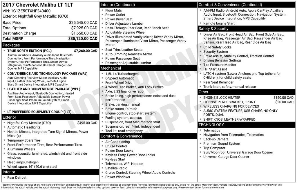 2017 Chevrolet Malibu LT 1LT