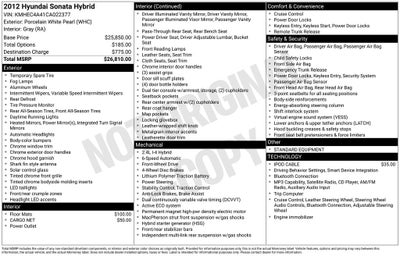 2012 Hyundai Sonata Hybrid Base